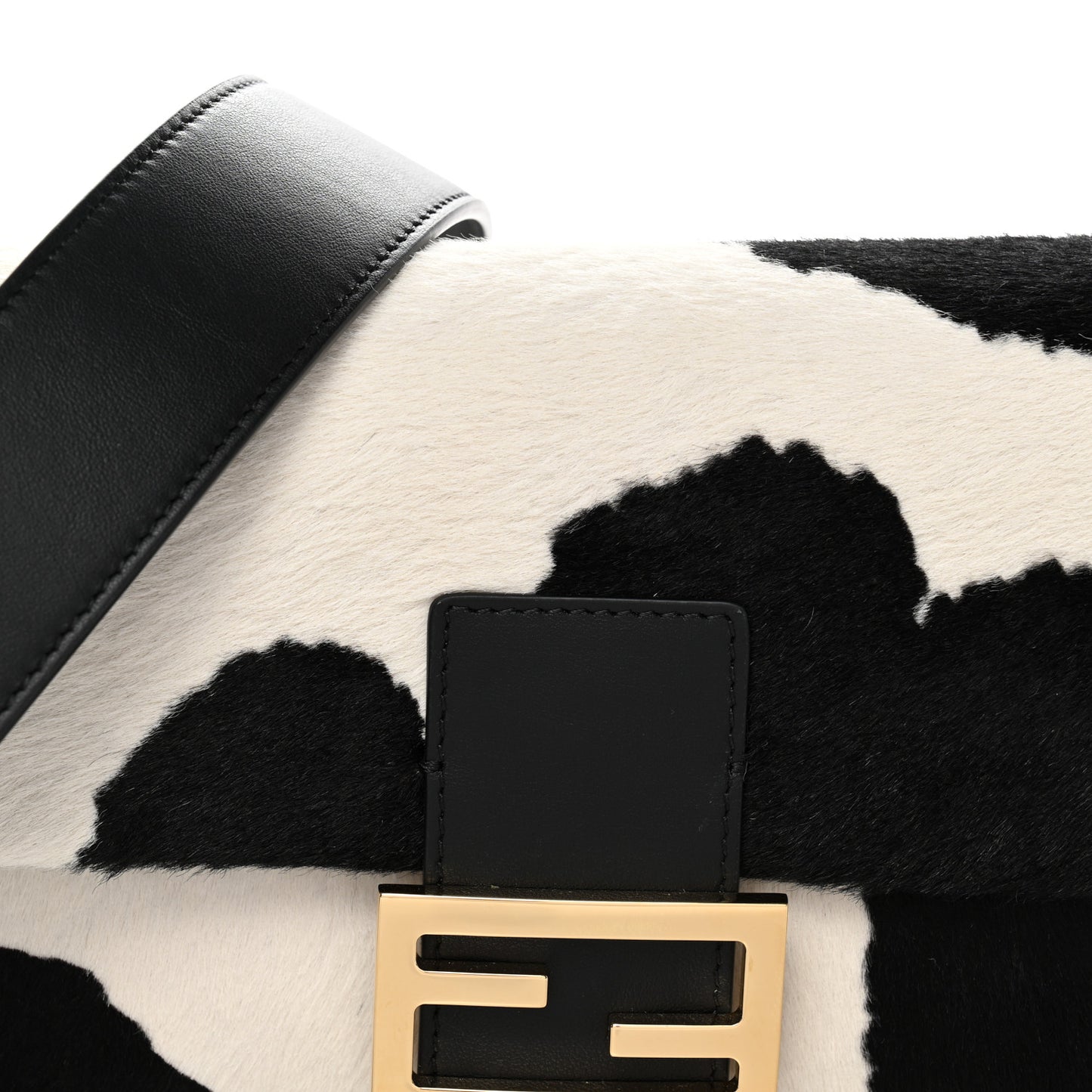 Calf Hair Baguette Black White