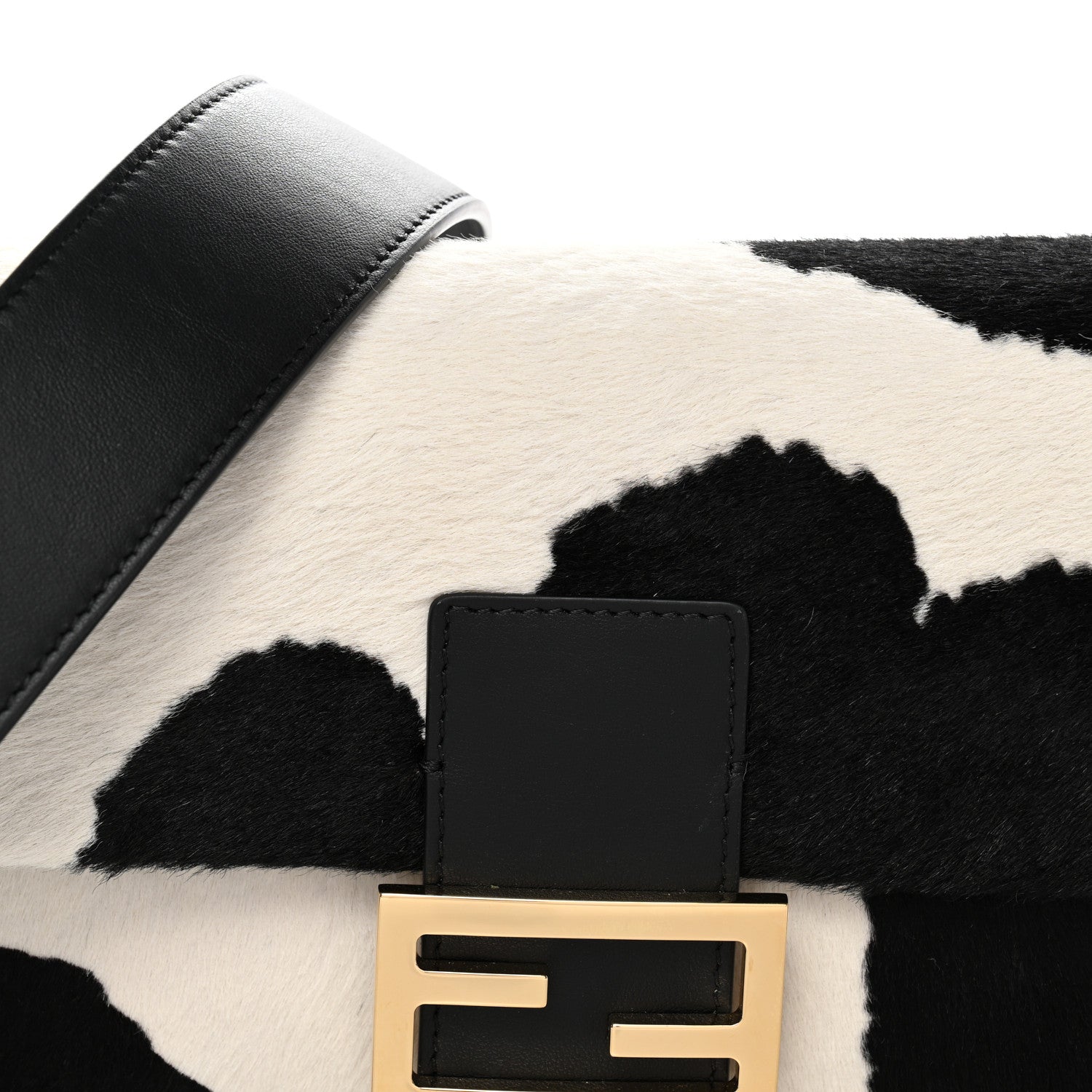 Fendi Calf Hair Baguette Black White 8 of 13