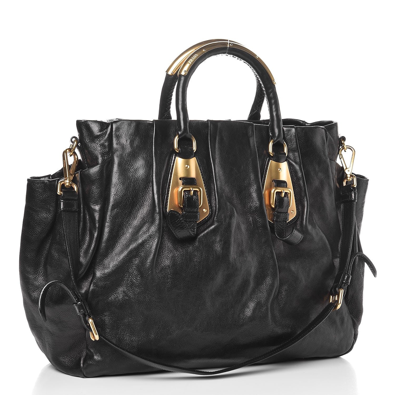 Prada Glace Calfskin Shoulder Bag Black 3 of 9