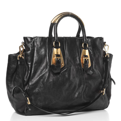 Prada Glace Calfskin Shoulder Bag Black 3 of 9
