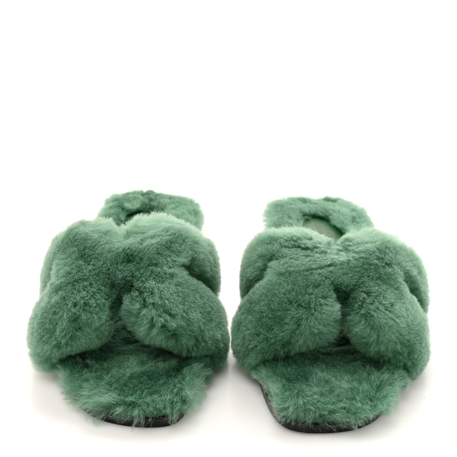 Hermes Woolskin Oran Sandals 36 Vert Anglais 3 of 9