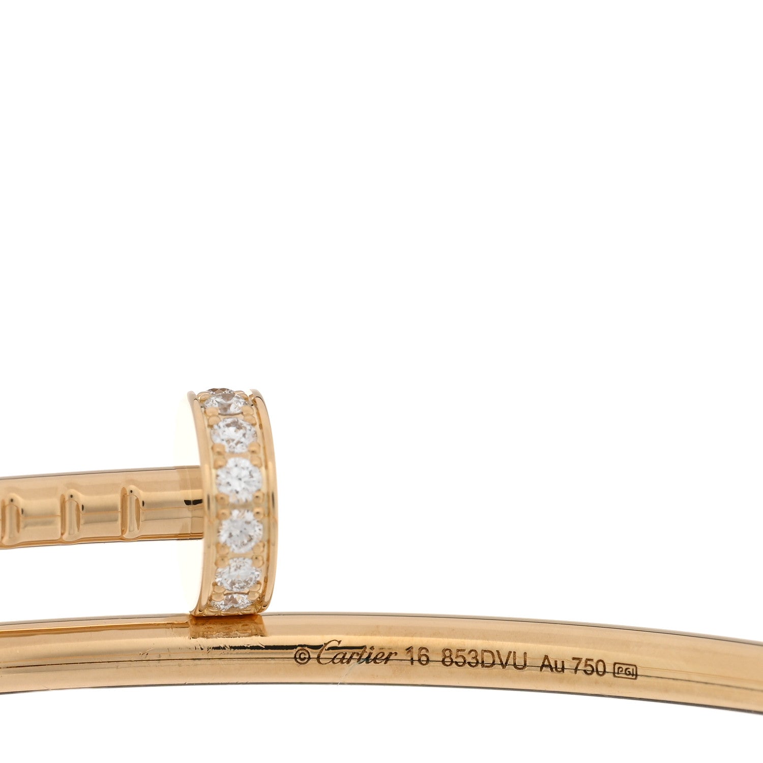 Cartier 18K Yellow Gold Diamond Small Juste Un Clou Bracelet 16 3 of 5