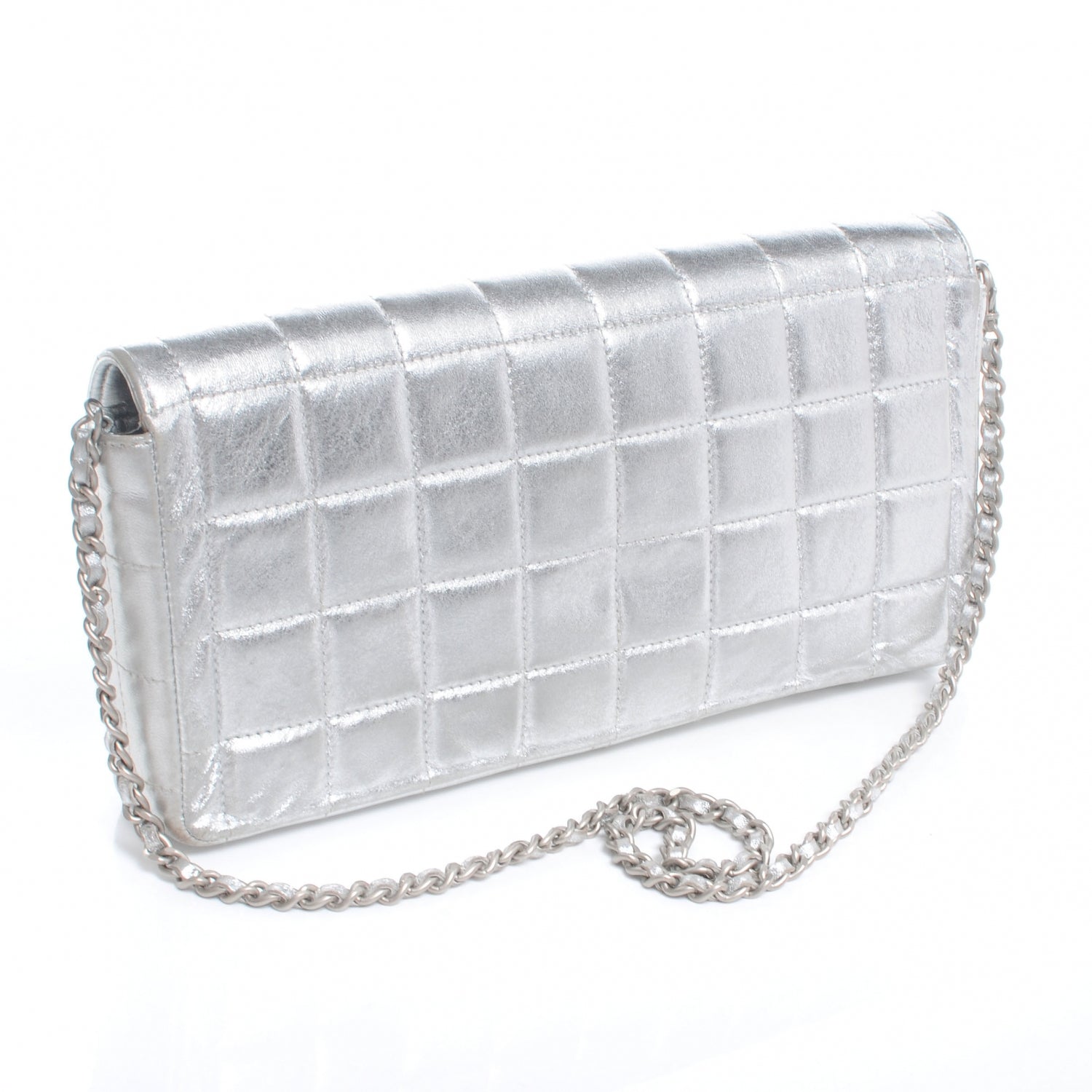Chanel Lambskin East West Chocolate Bar Flap Silver 3 of 8