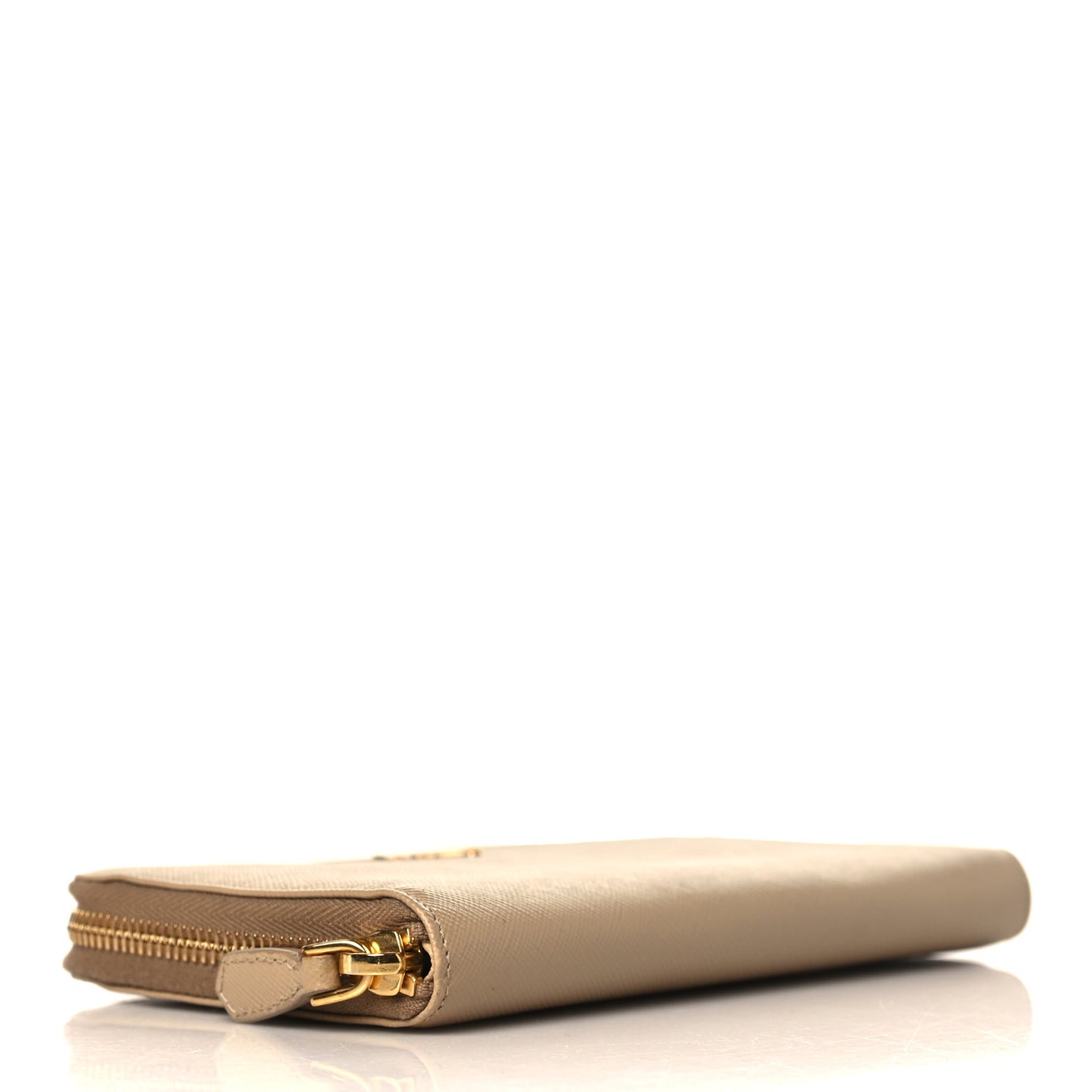 Saffiano Metal Zip Around Wallet Sabbia