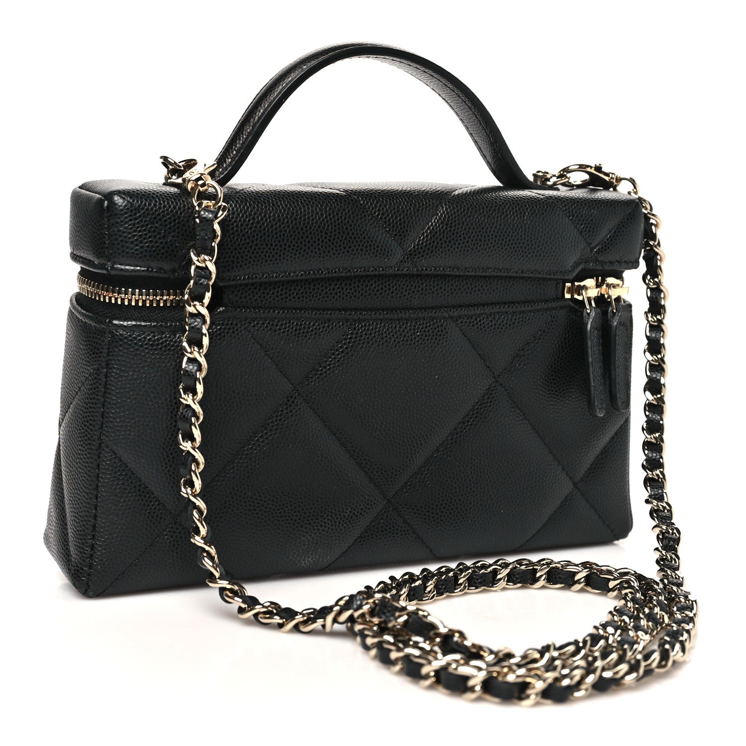 Chanel Caviar Quilted Top Handle Slim Vanity With Chain Black 3 of 11