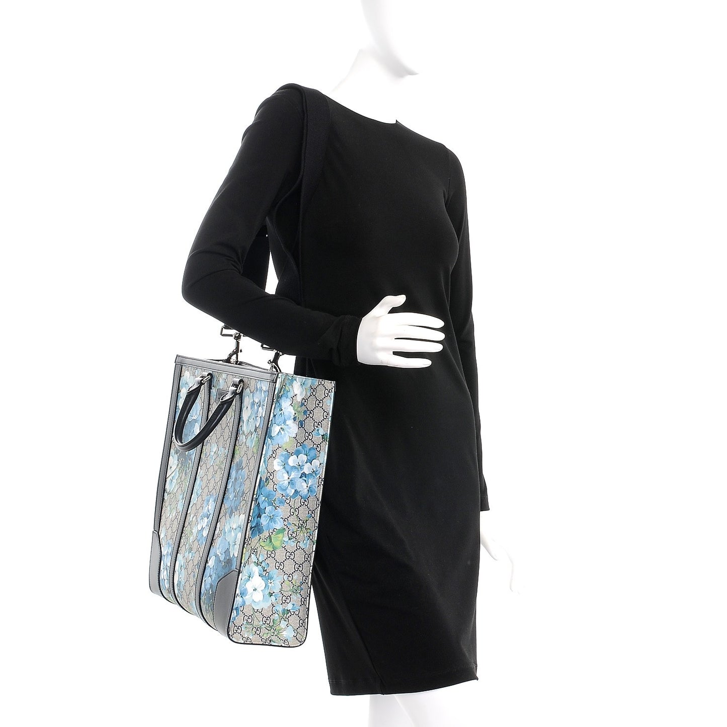 GG Supreme Monogram Blooms Vertical Tote Blue