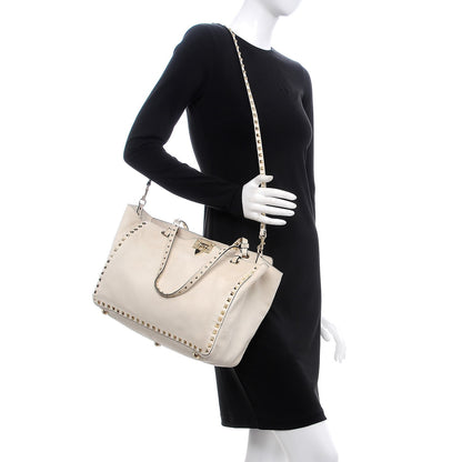 Valentino Garavani Vitello Medium Rockstud Tote Ivory 2 of 13
