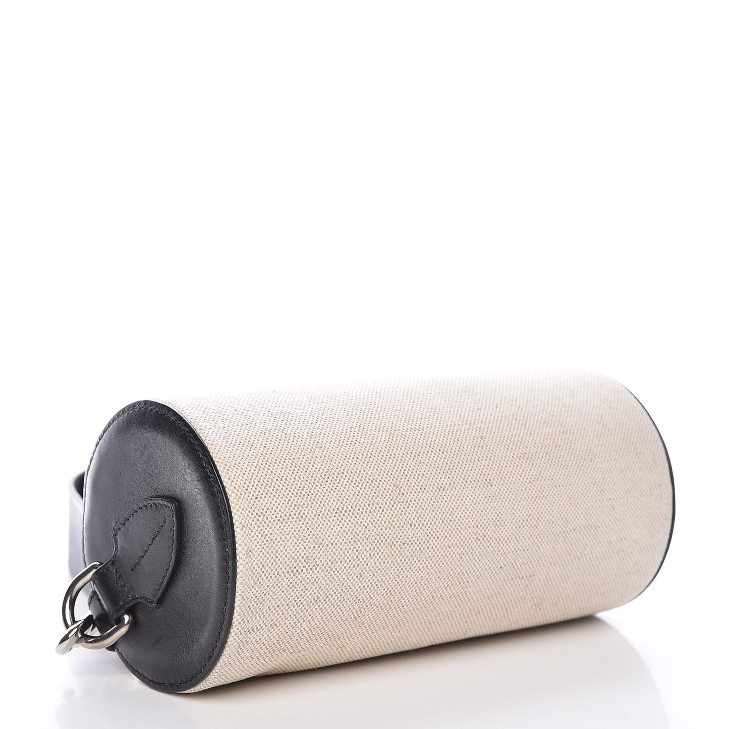 Canvas Smooth Calfskin Cylinder Bag Black