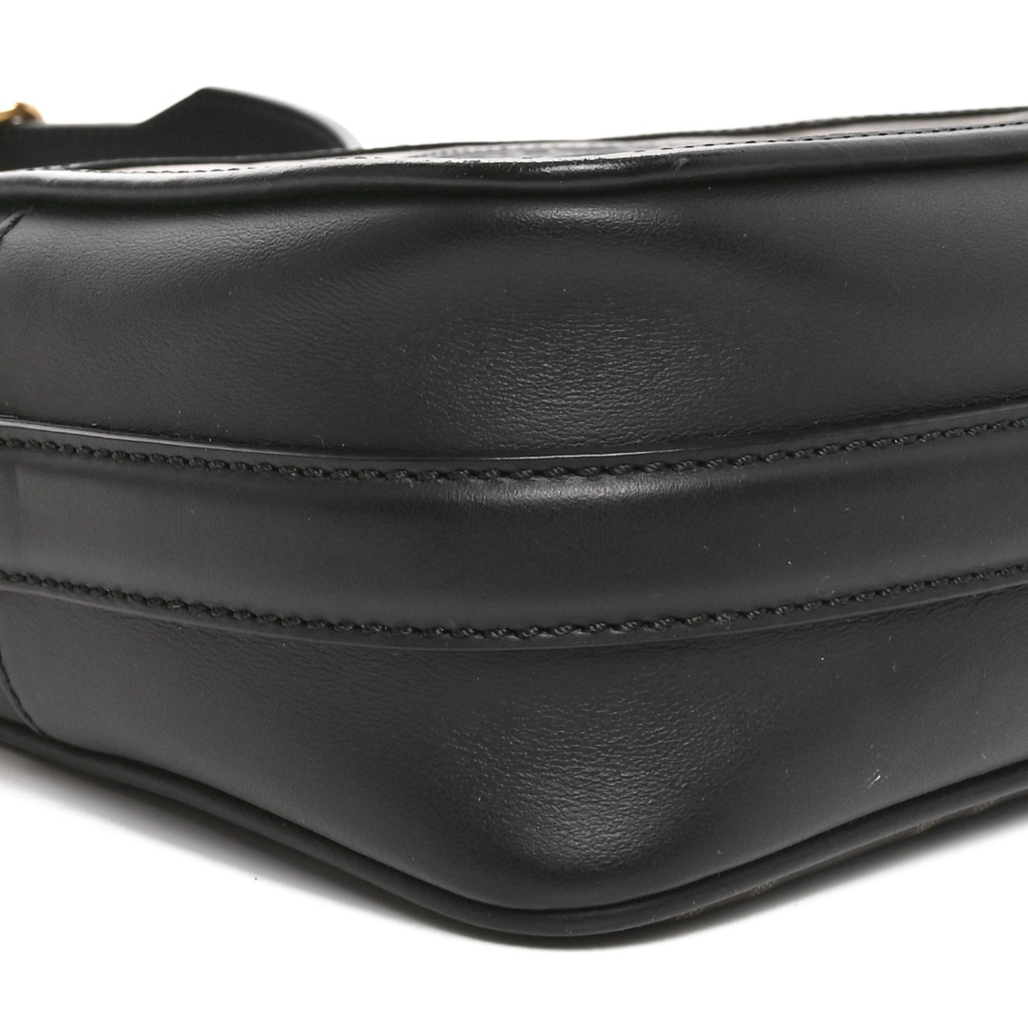 Glazed Fabric Vitello Century F is Fendi FF 1974 Stamp Patch Camera Case Mogano Panna Black