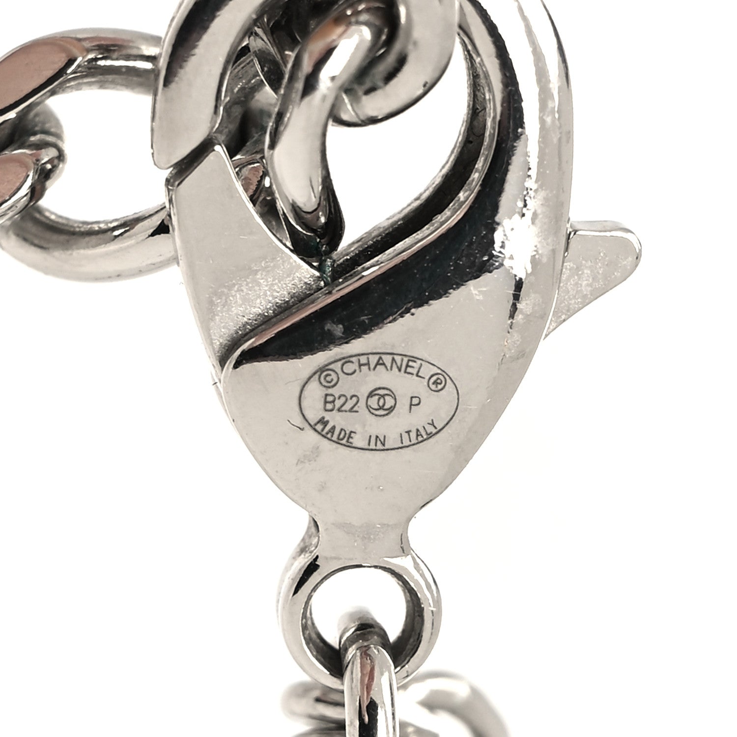 Chanel Metal Multi Chain Crystal Baguette CC Necklace Silver 5 of 5