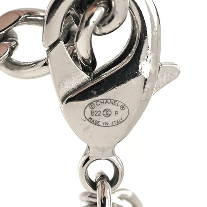 Chanel Metal Multi Chain Crystal Baguette CC Necklace Silver 5 of 5