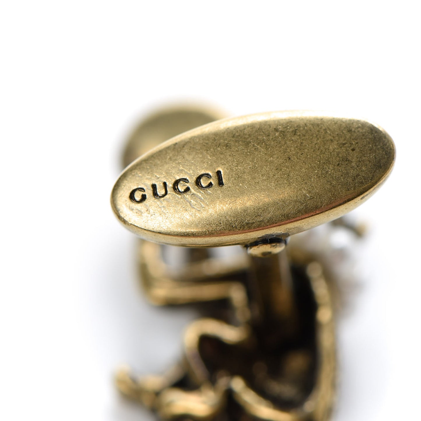 Metal Pearl Monkey Cufflinks Aged Gold