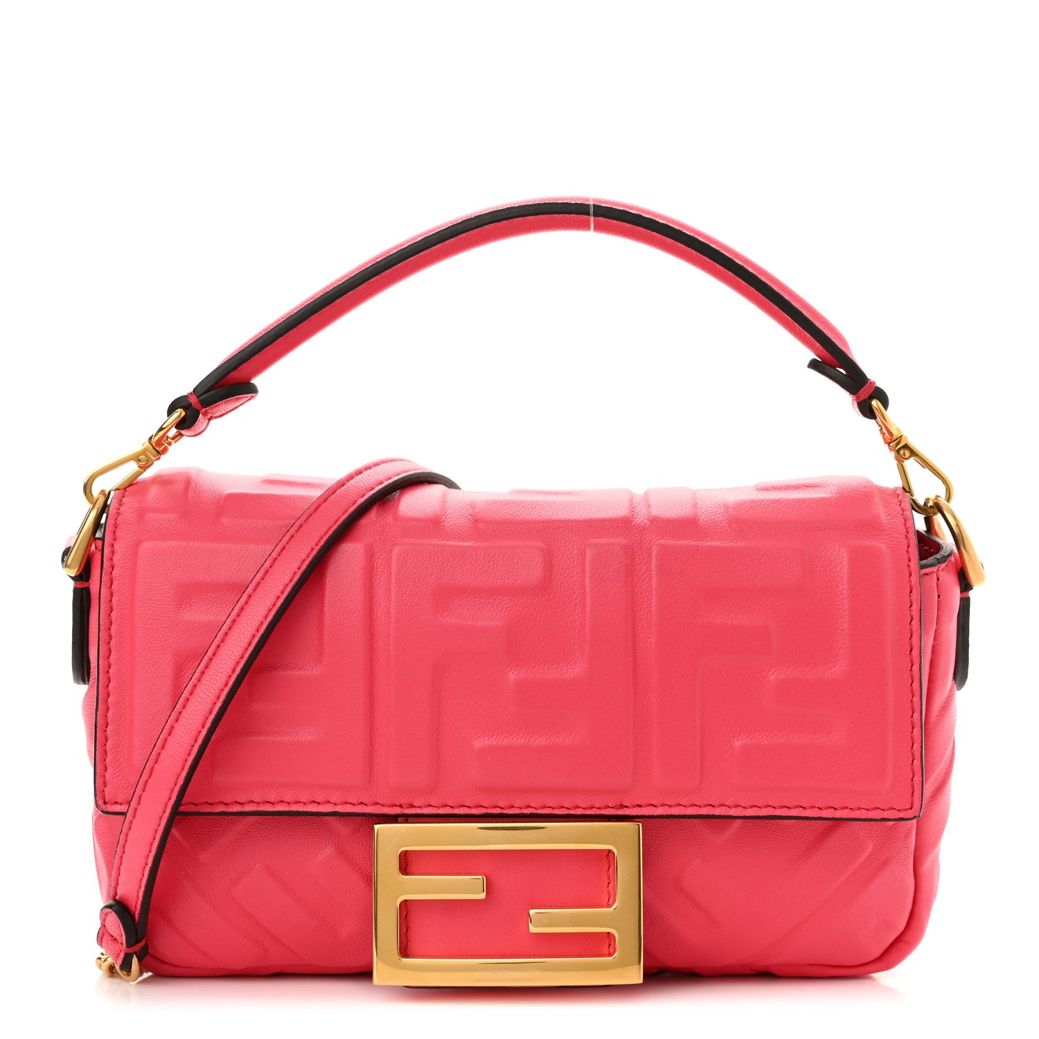 Fendi Nappa FF 1974 Embossed Mini Baguette Lampone 1 of 11