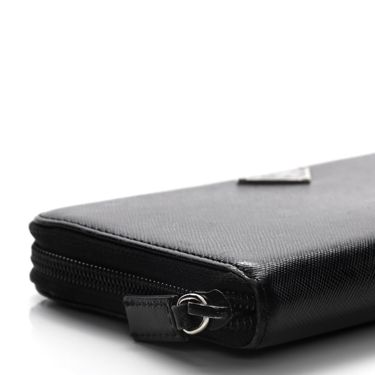 Saffiano Triangle Zip Around Wallet Black