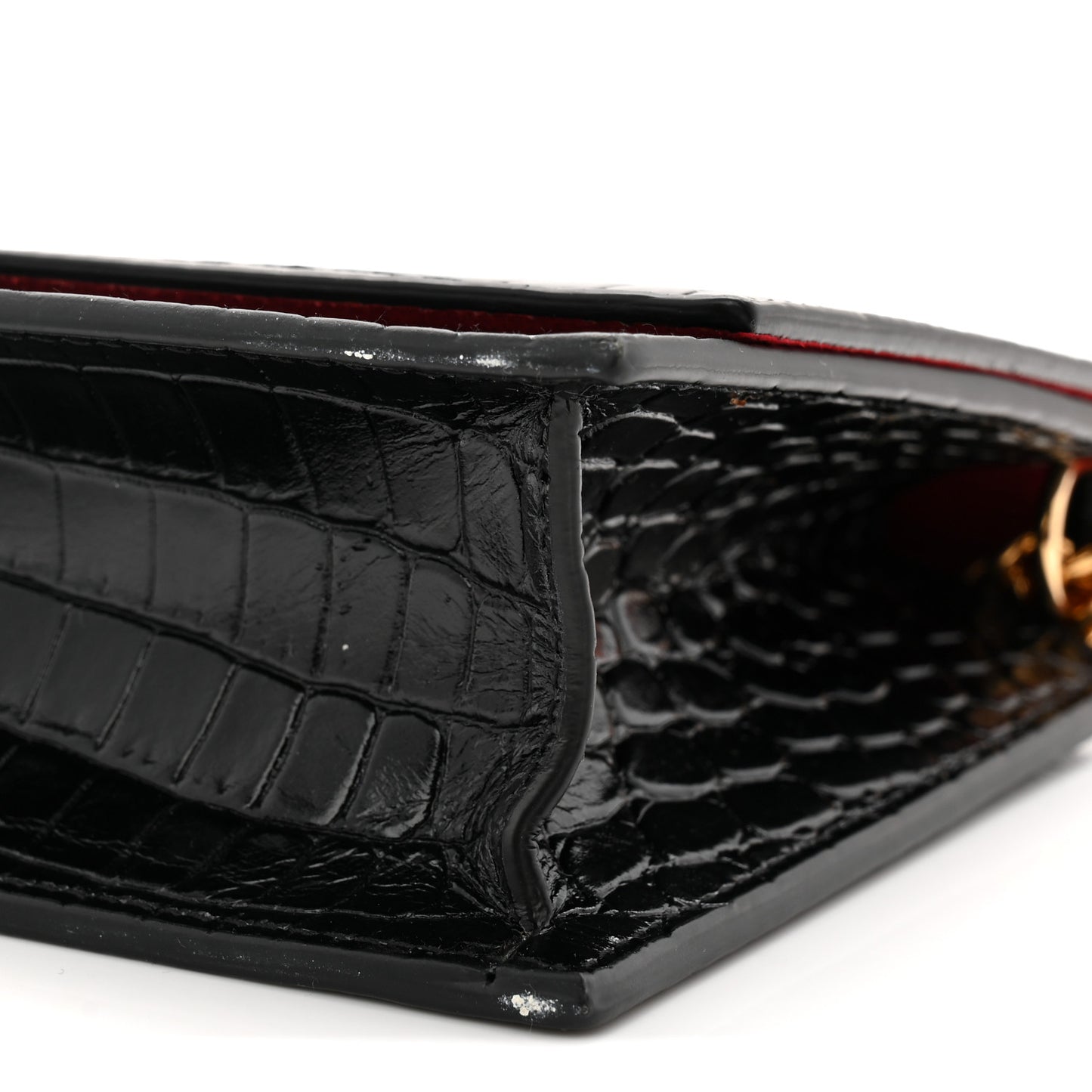 Calfskin Crocodile Embossed Skull Medium Shoulder Bag Black