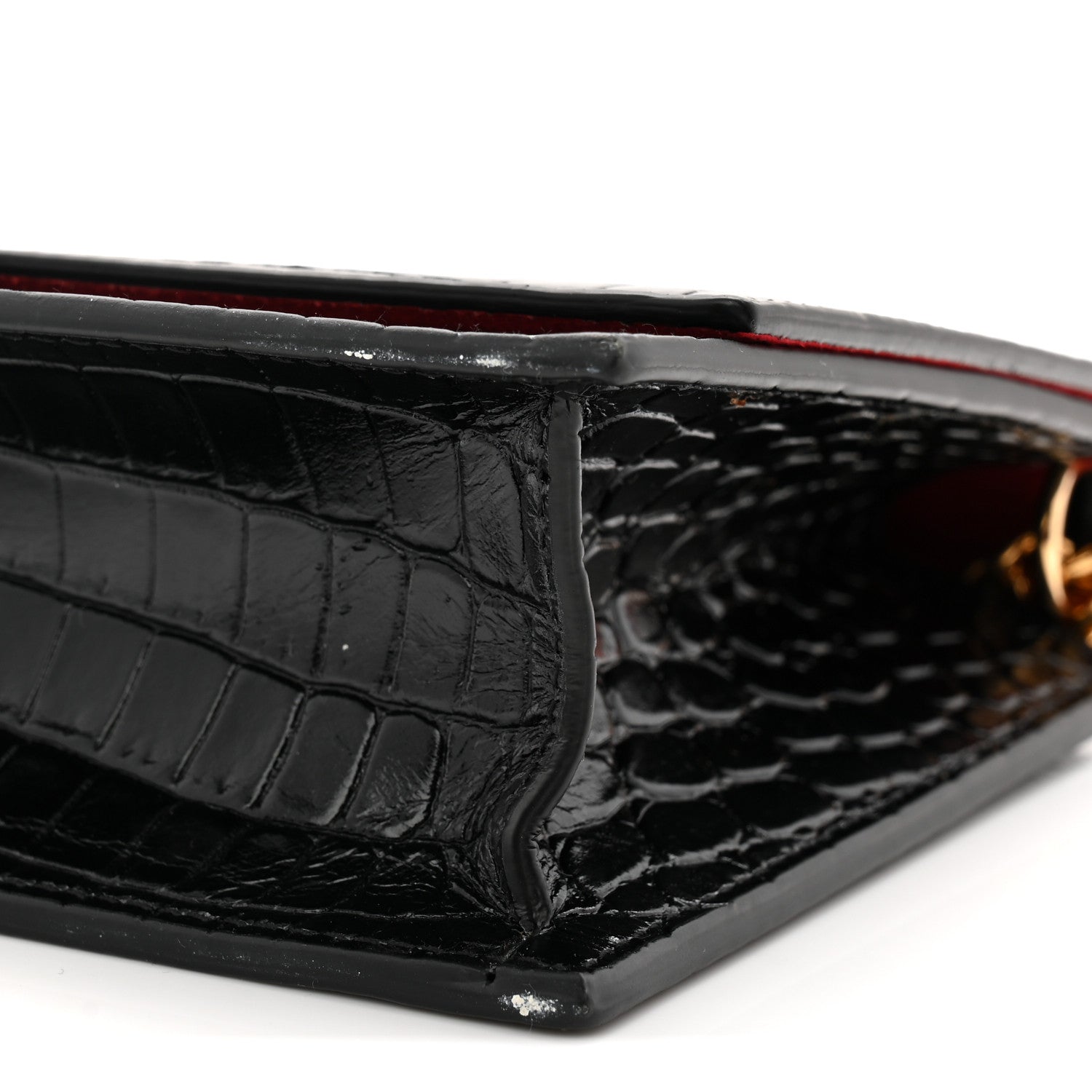 Alexander McQueen Calfskin Crocodile Embossed Skull Medium Shoulder Bag Black 9 of 10