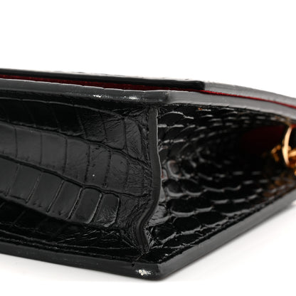Alexander McQueen Calfskin Crocodile Embossed Skull Medium Shoulder Bag Black 9 of 10