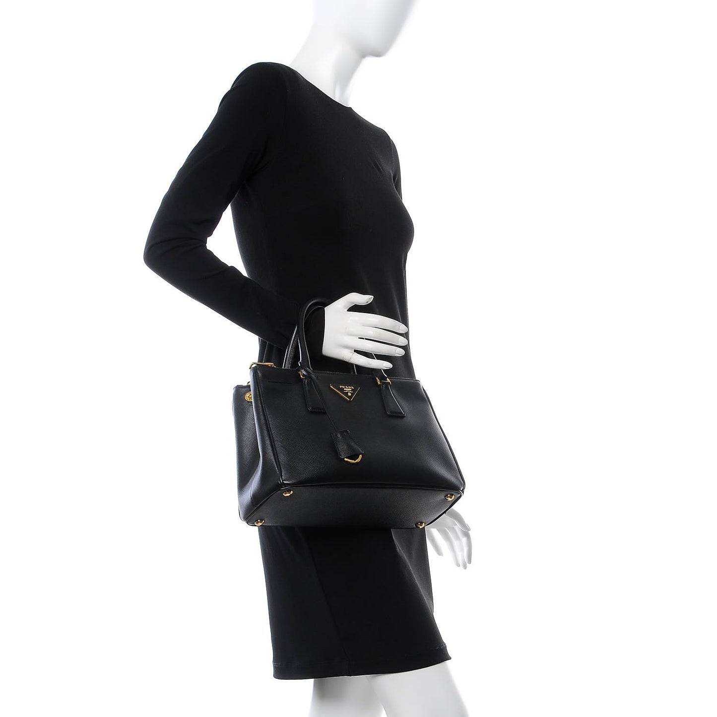 Saffiano Small Galleria Double Zip Tote Black
