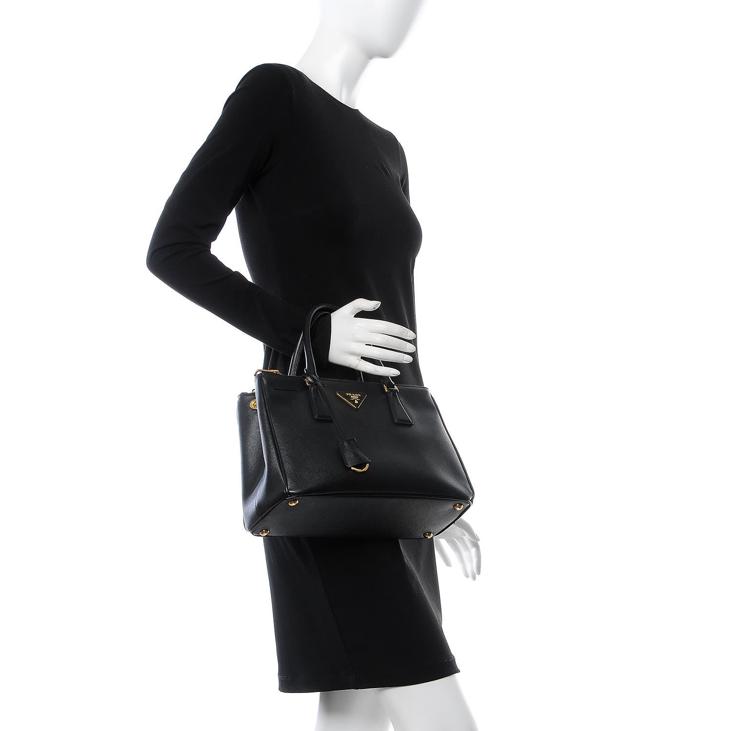 Prada Saffiano Small Galleria Double Zip Tote Black 2 of 9
