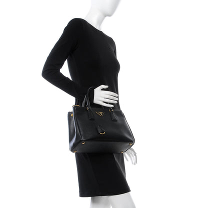 Prada Saffiano Small Galleria Double Zip Tote Black 2 of 9