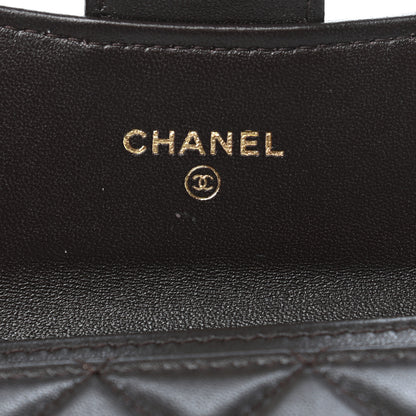Chanel Lambskin Quilted Flap Card Holder Wallet Dark Brown 6 of 9