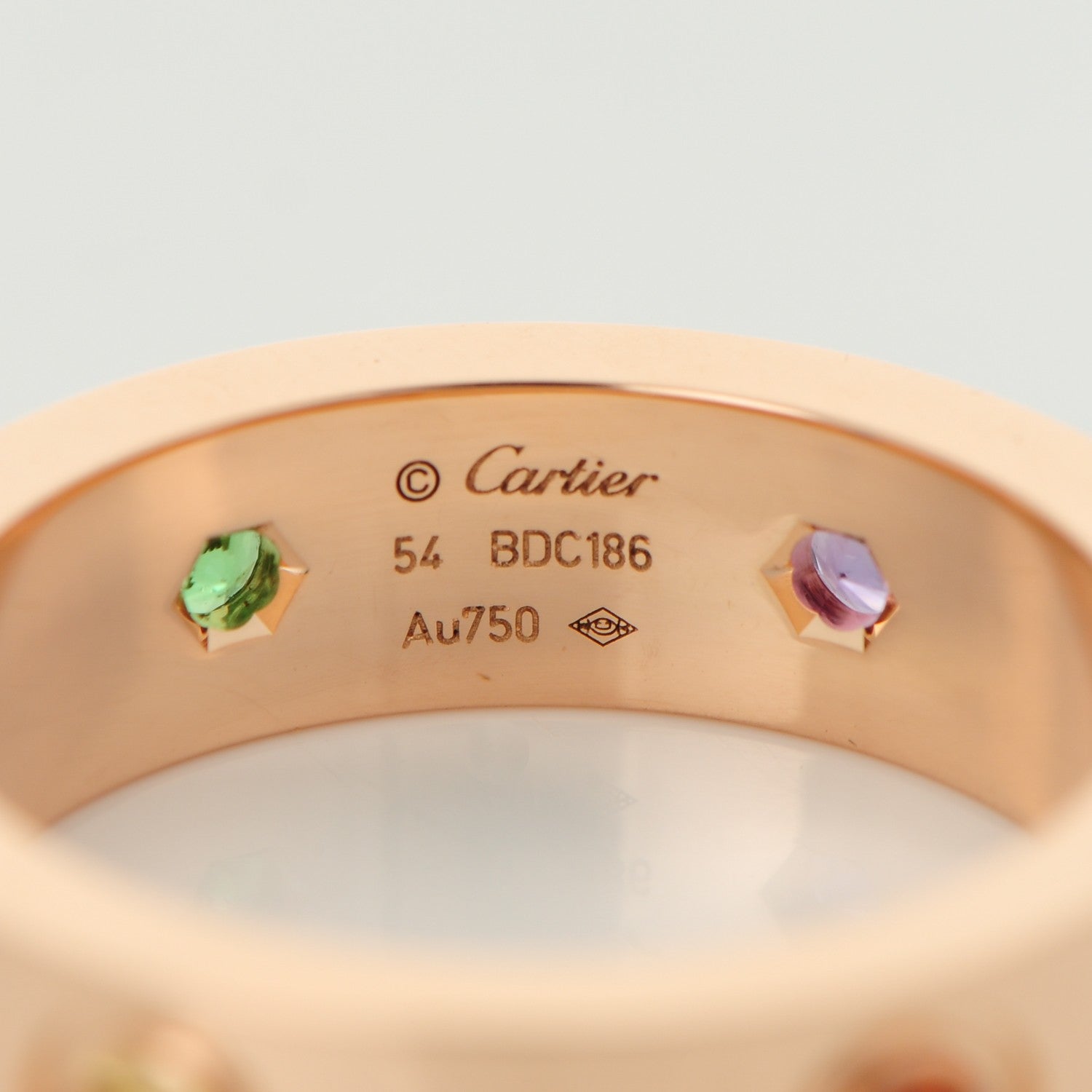 Cartier 18K Pink Gold Sapphire Garnet Amethyst 5.5mm LOVE Ring 54 6.75 5 of 6
