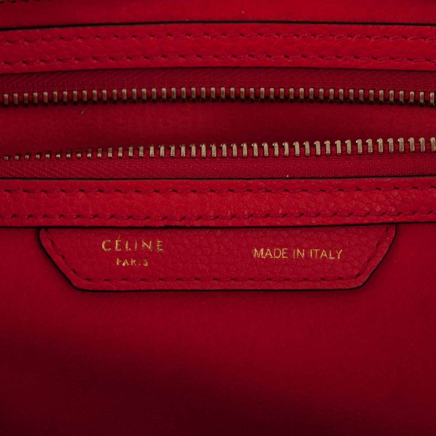Drummed Calfskin Shoulder Luggage Vermillion