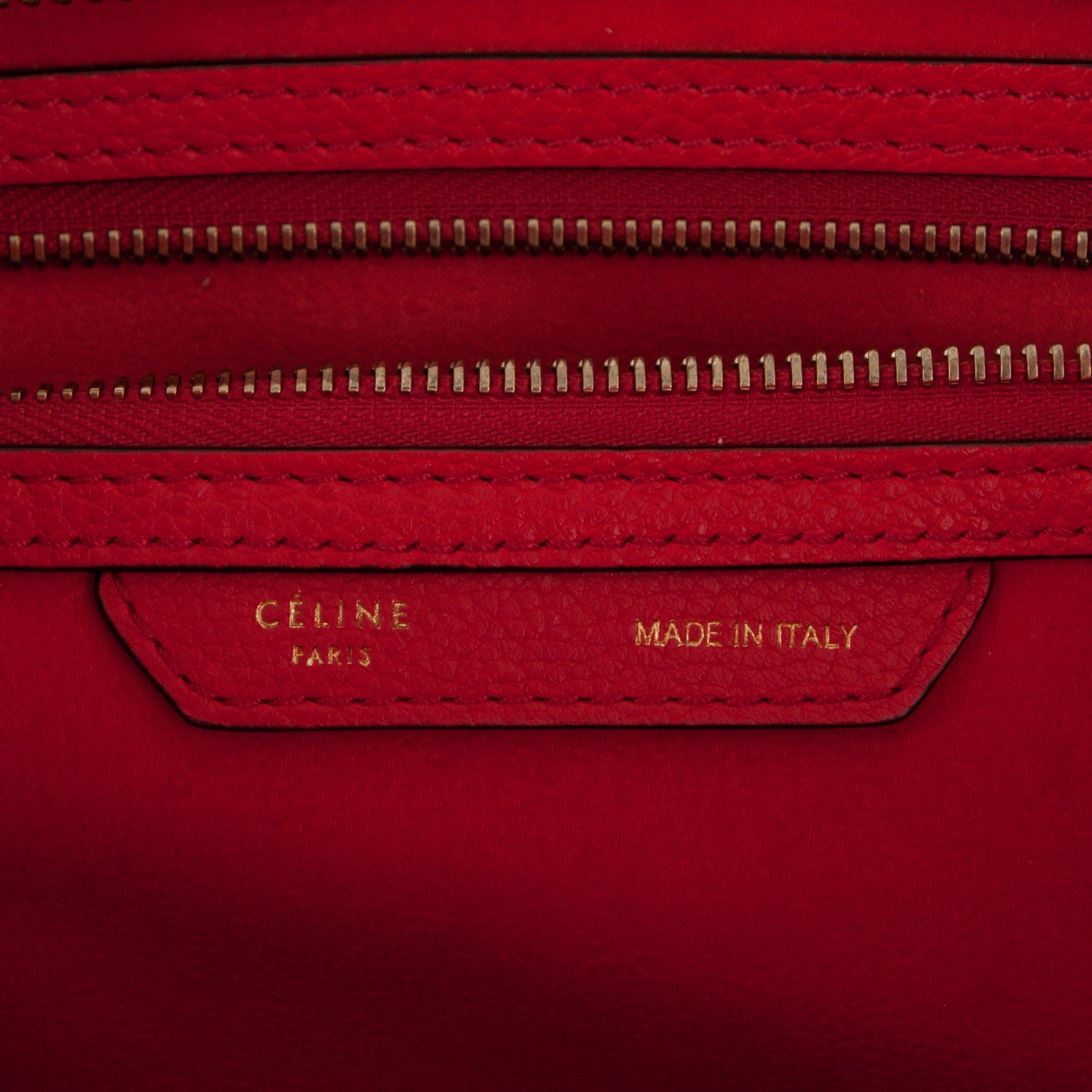 Celine Drummed Calfskin Shoulder Luggage Vermillion 6 of 7