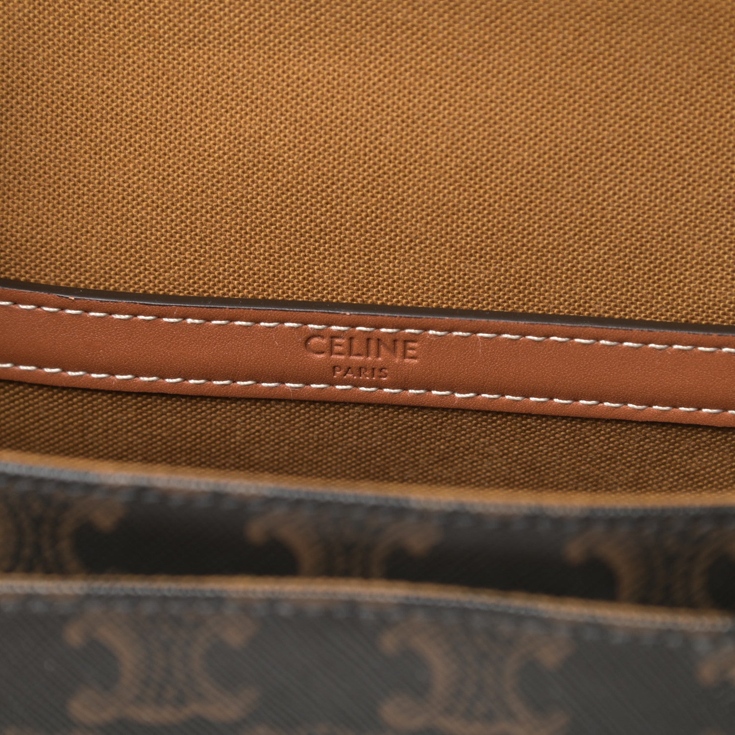 Celine Triomphe Canvas Medium Folco Bag Tan 6 of 10