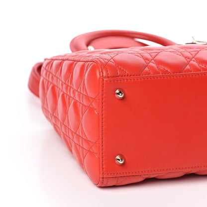 Christian Dior Lambskin Cannage Medium Lady Dior Red 7 of 10