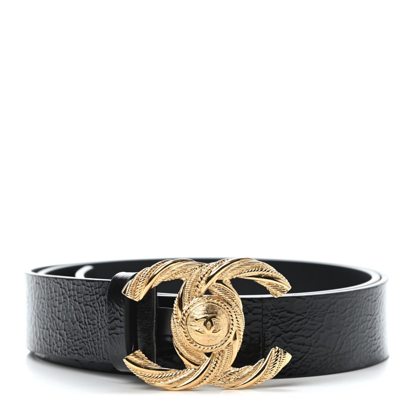 Glazed Calfskin CC Belt 85 34 Black