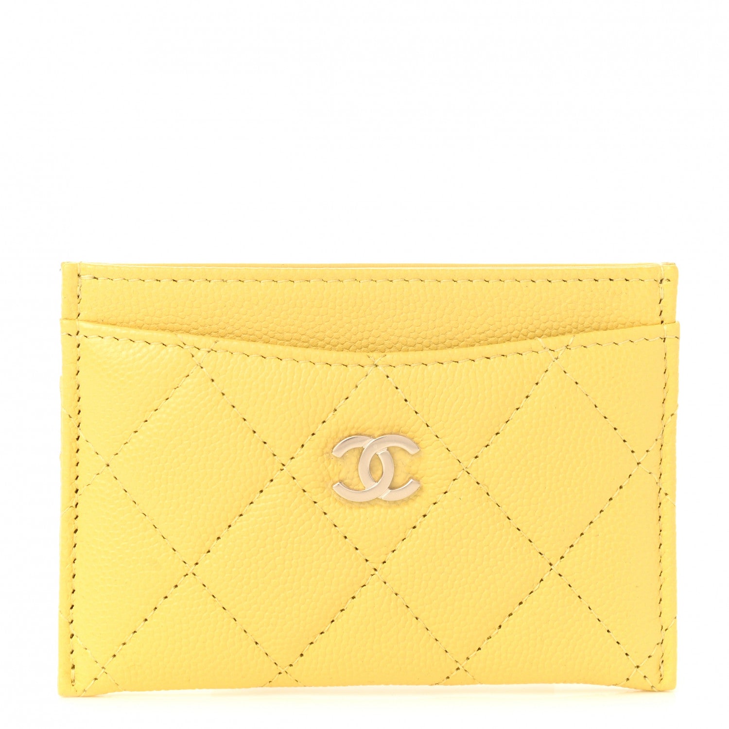 Chanel Caviar Quilted Card Holder Yellow 1 of 9