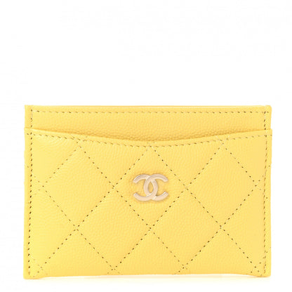Chanel Caviar Quilted Card Holder Yellow 1 of 9