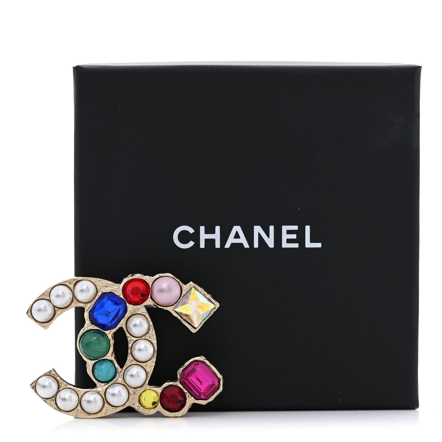 Pearl CC Crystal Brooch Gold Multicolor