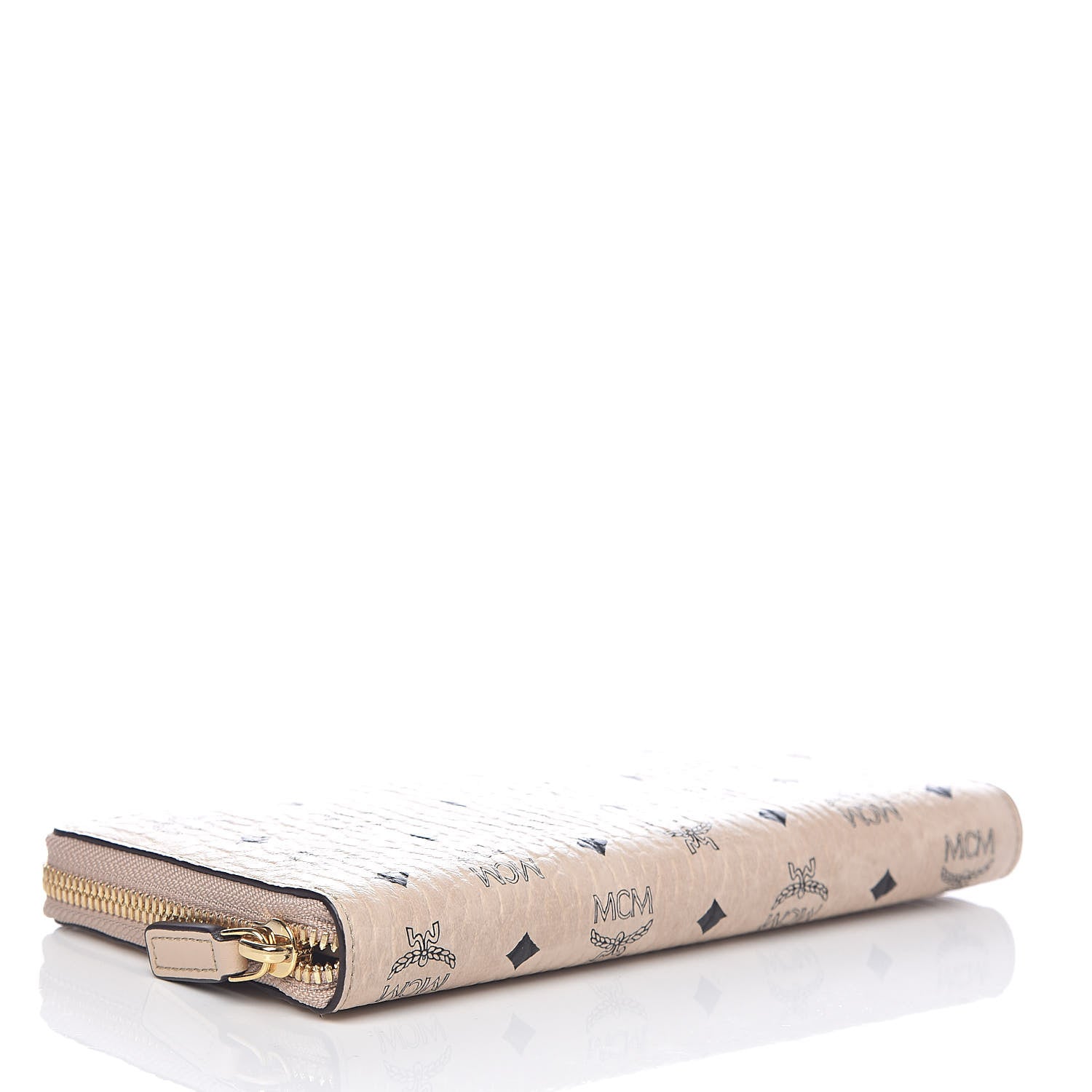 MCM Visetos Large Zip Around Large Wallet Beige 4 of 6