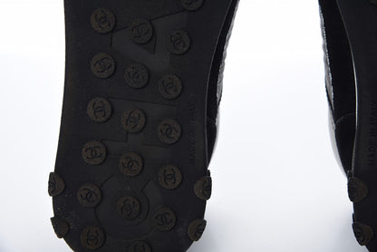 Chanel Nylon Calfskin Suede CC Sneakers 40 Grey Black White 10 of 24