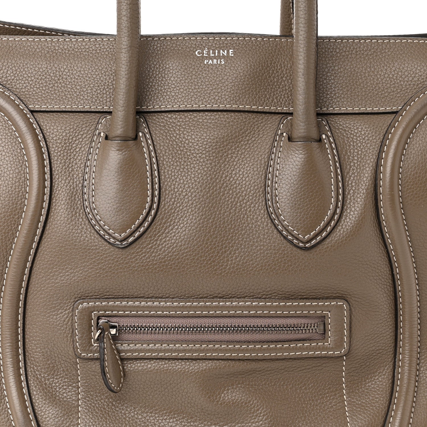 Celine Drummed Calfskin Mini Luggage Souris 8 of 11