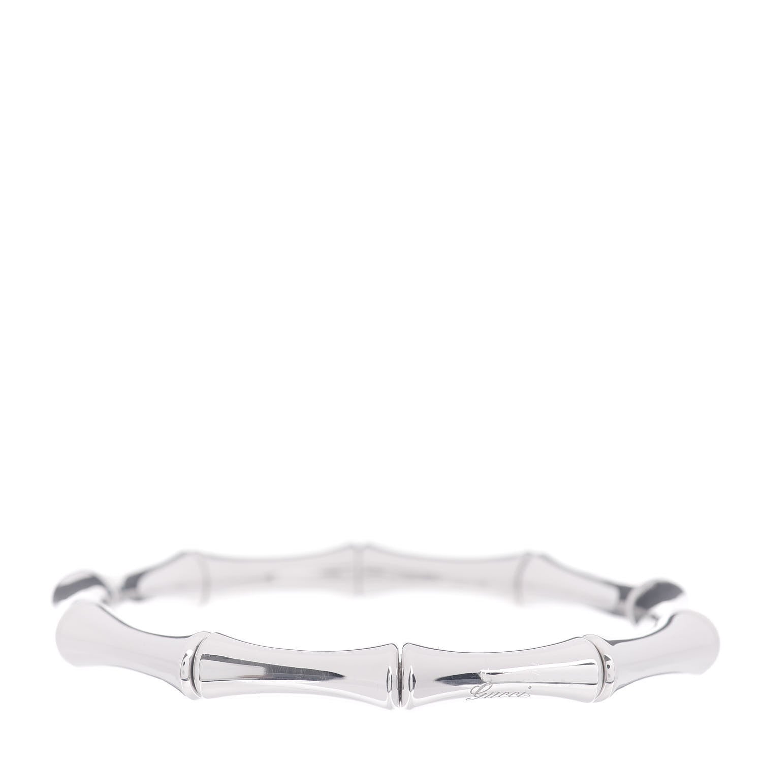Gucci 18K White Gold Medium Bamboo Spring Bracelet 1 of 4