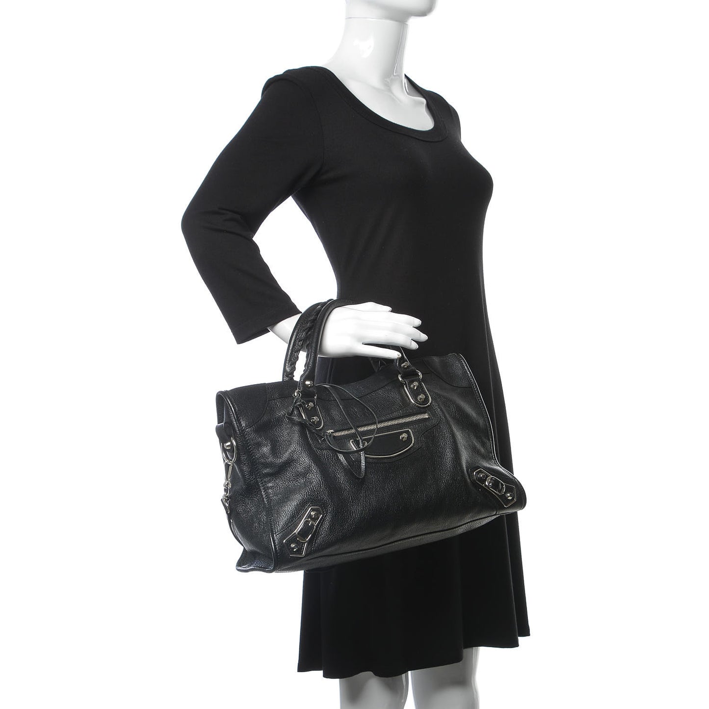 Chevre Silver Metallic Edge Hardware City Black