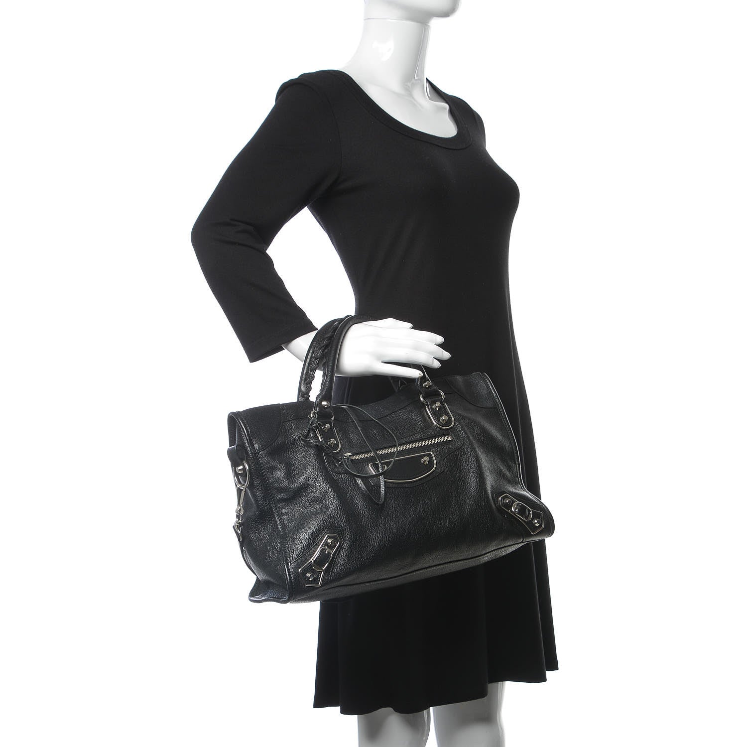 Balenciaga Chevre Silver Metallic Edge Hardware City Black 2 of 13