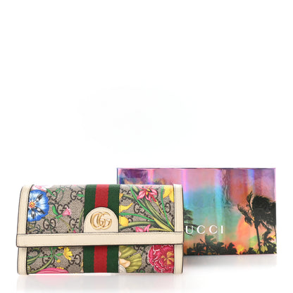 Gucci GG Supreme Monogram Flora Web Ophidia Continental Wallet White 8 of 9