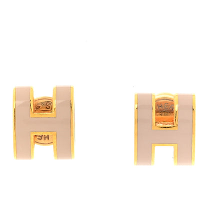 Hermes Gold Lacquered Mini Pop H Earrings Marron Glace 1 of 6