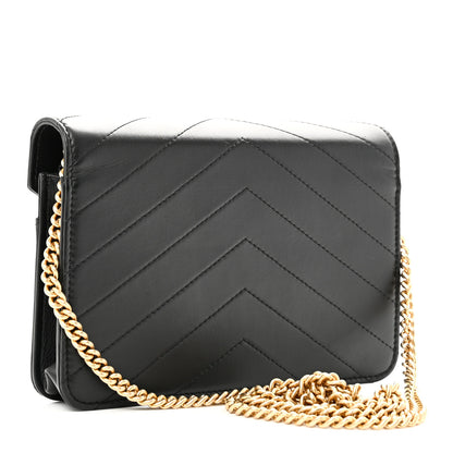 Chanel Calfskin Elaphe Double Chevron Mini Wallet On Chain WOC Black 3 of 12