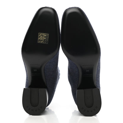 Hermes Knit Calfskin Volver 60 Ankle Boots 36 Bleu Diplomatique 5 of 9