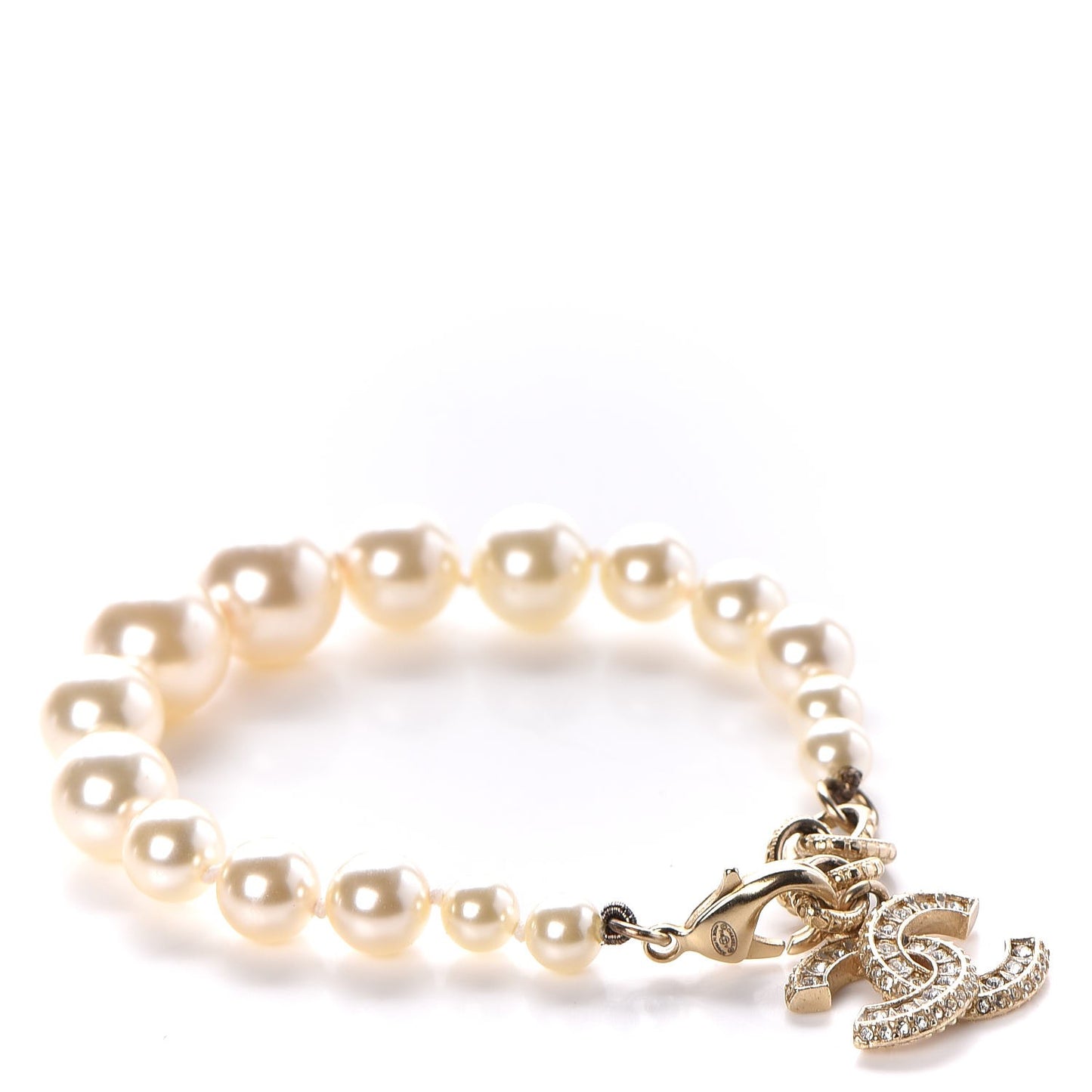 Pearl Crystal CC Bracelet Gold