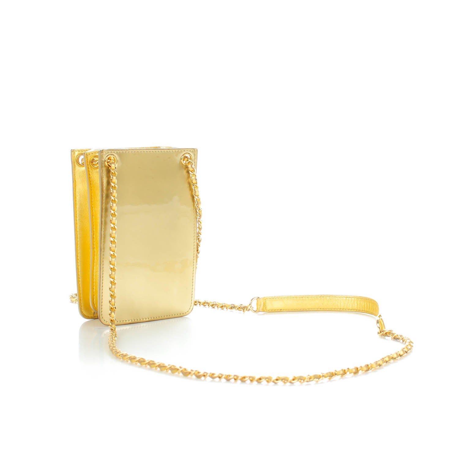 Chanel Patent Crossbody CC Phone Holder Gold 3 of 7
