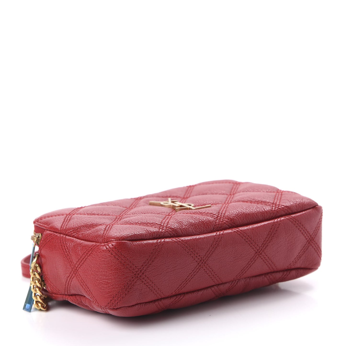 Grained Lambskin Quilted Mini Becky Double Zip Bag Rouge Eros