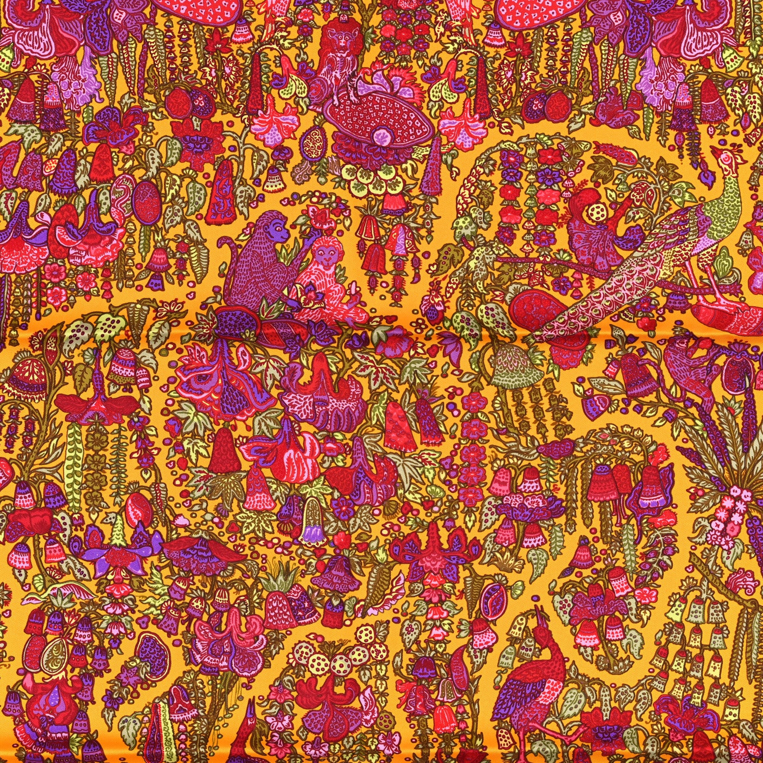 Hermes Silk Legende Moghole Scarf 90 Safran Rose Indien Violet 2 of 4