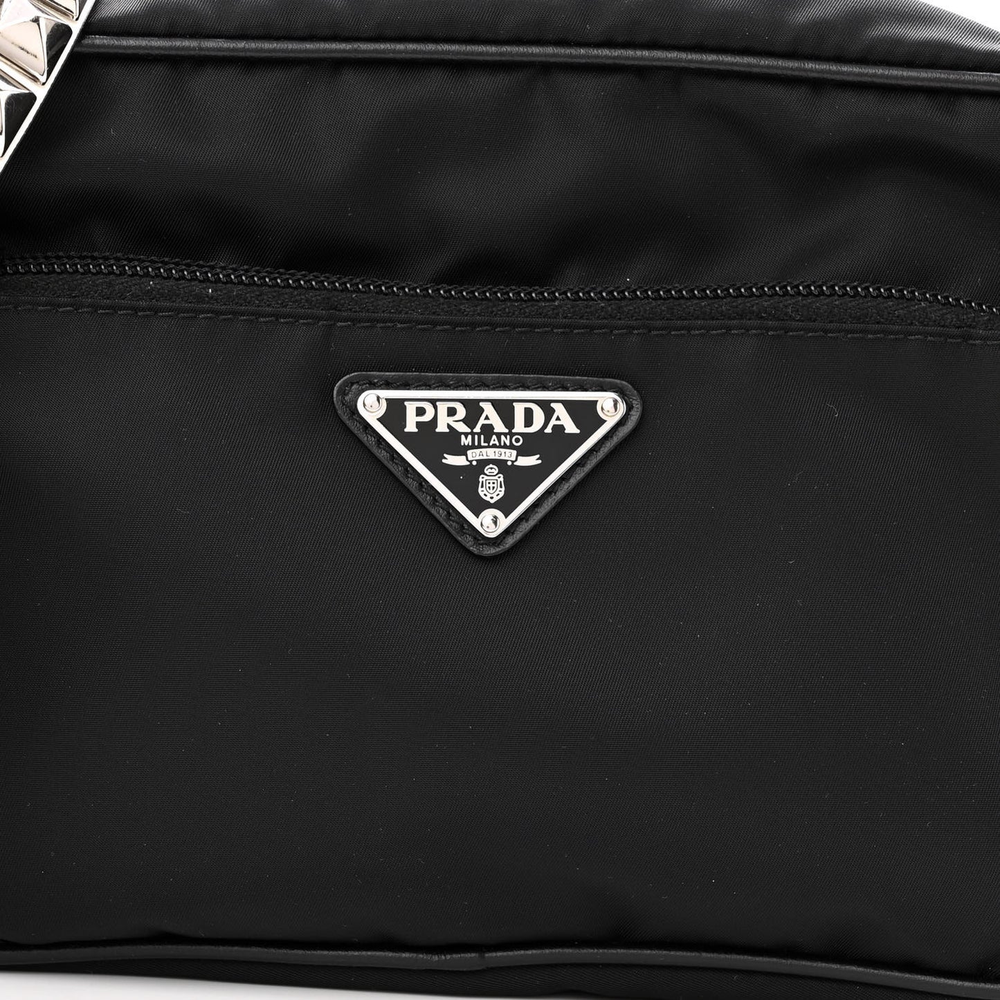 Tessuto Nylon Studded New Vela Shoulder Bag Black Bianco