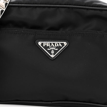 Prada Tessuto Nylon Studded New Vela Shoulder Bag Black Bianco 7 of 9